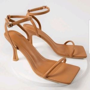 Tan Square Toe Heels
